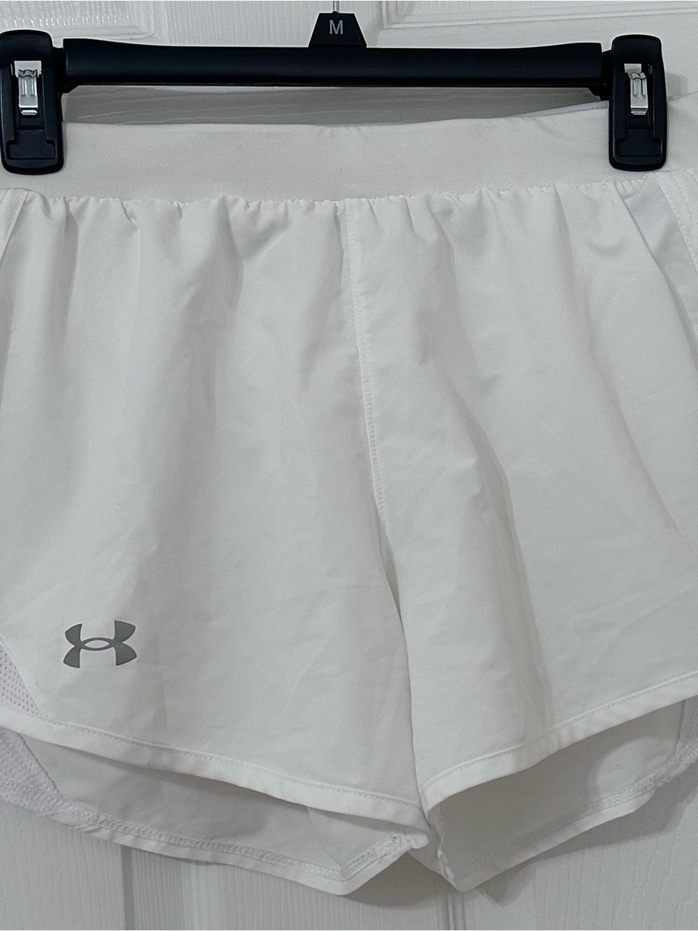 Under Armour White Women’s Athletic Shorts with Grey Logo